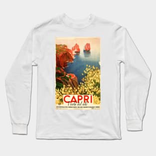 CAPRI ITALY Island Of The Sun Vintage Art Deco Travel Long Sleeve T-Shirt